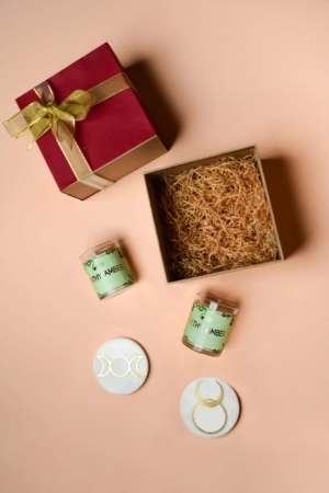 Earthy Amber Gift Box with Divine Coasters